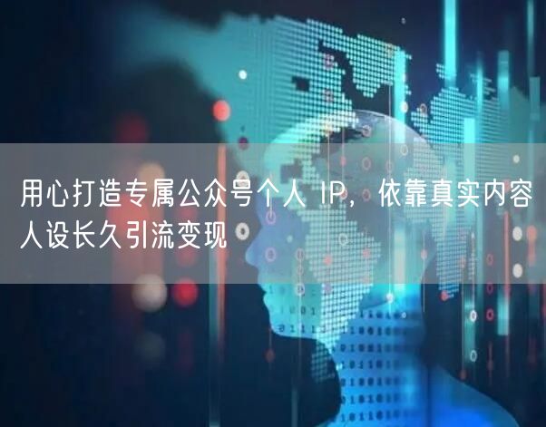 用心打造专属公众号个人 IP，依靠真实内容人设长久引流变现