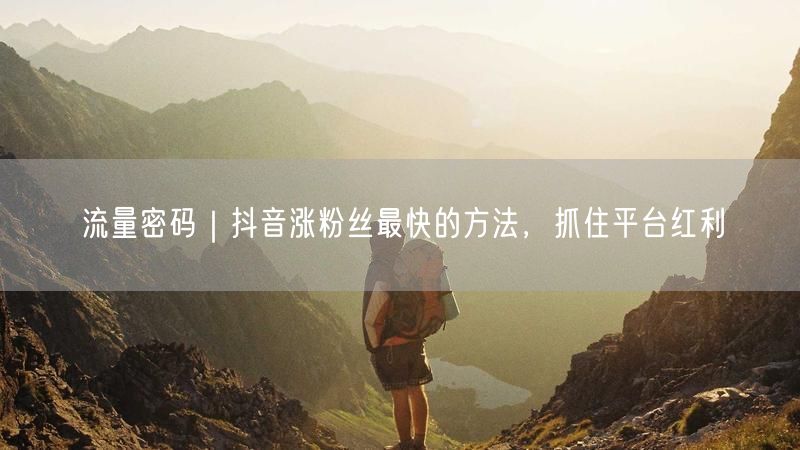 流量密码|抖音涨粉丝最快的方法,抓住平台红利