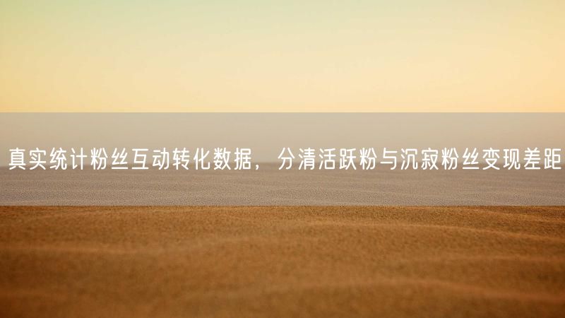 真实统计粉丝互动转化数据，分清活跃粉与沉寂粉丝变现差距
