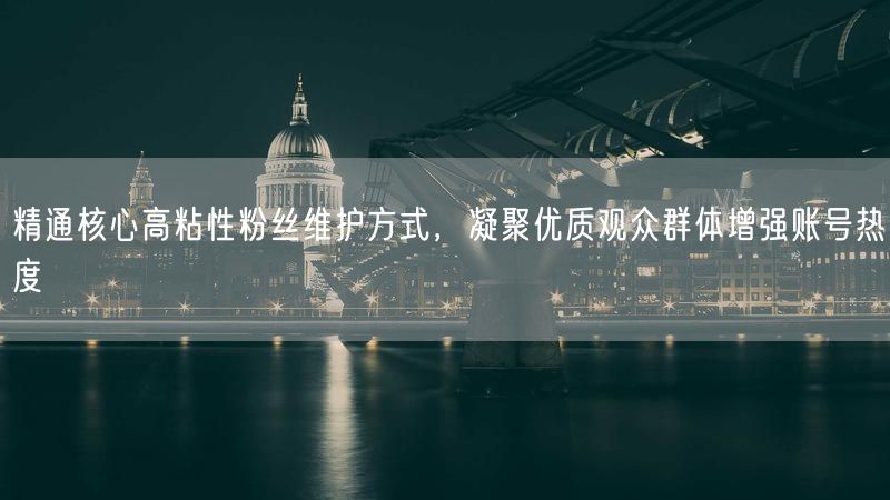 精通核心高粘性粉丝维护方式，凝聚优质观众群体增强账号热度