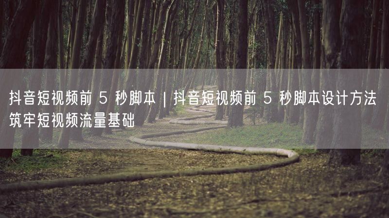 抖音短视频前5秒脚本设计：实操筑牢流量基础秘籍