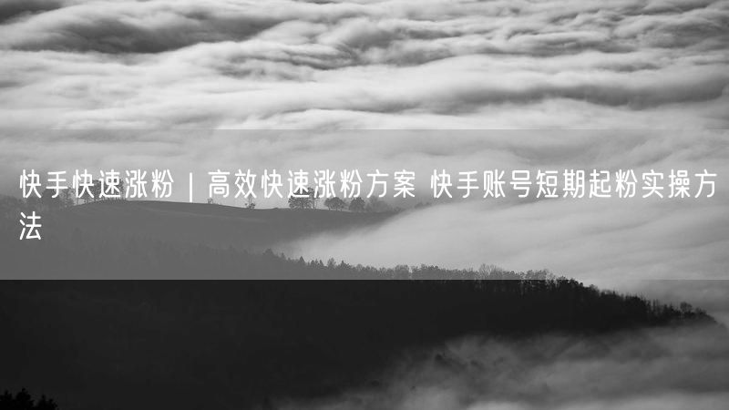 快手快速涨粉｜高效快速涨粉方案 快手账号短期起粉实操方法
