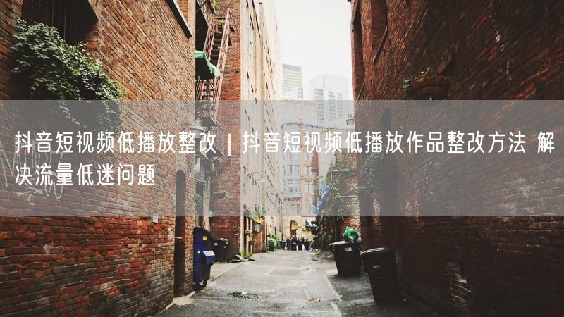 抖音短视频低播放整改｜抖音短视频低播放作品整改方法 解决流量低迷问题