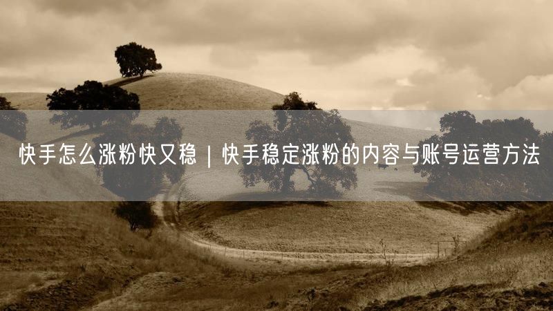 快手怎么涨粉快又稳｜快手稳定涨粉的内容与账号运营方法