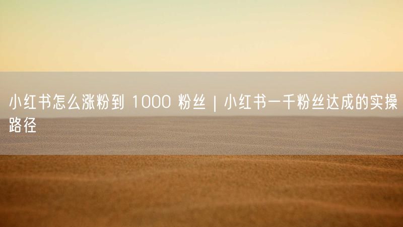 小红书怎么涨粉到 1000 粉丝｜小红书一千粉丝达成的实操路径